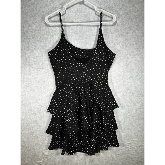 Forever 21 Black Polka Dot Tiered Mini Dress Size Small - Picture 5 of 6